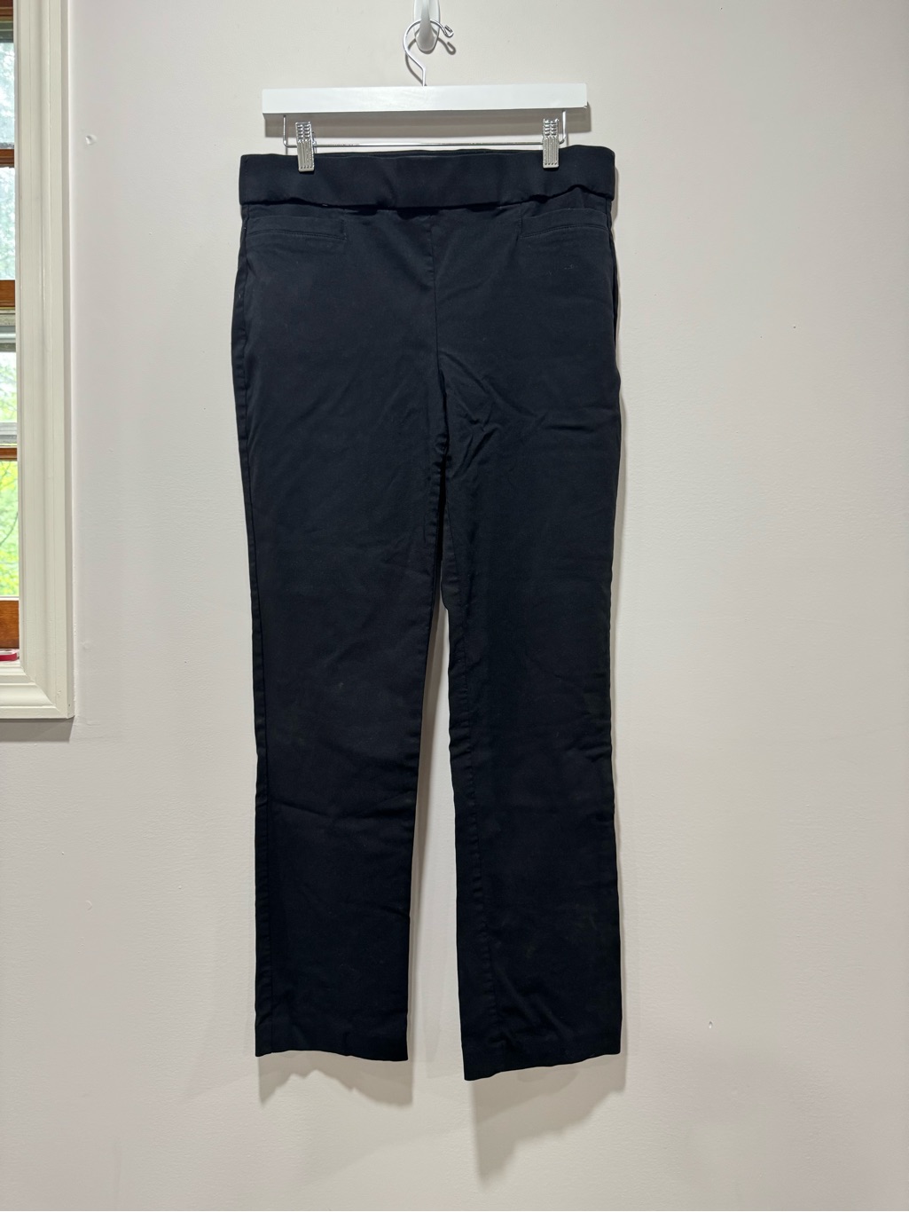 Briggs Black Straight Leg Trousers Size 12 Career Pants Back Pocket Classic